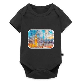 Uk Landmark Watercolor Sketch Painting Illustratio - Baby Premium short-sleeve bodysuit - black - Front
