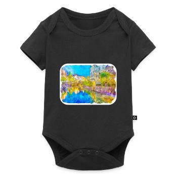 Illustration de l’esquisse à l’aquarelle de Slovénie - Body à manches courtes Premium Bébé - noir - Devant