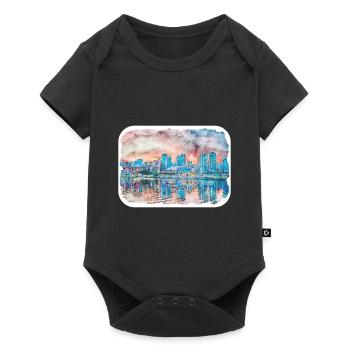Vancouver Canada Aquarelle Esquisse Dessinée Peinture - Body à manches courtes Premium Bébé - noir - Devant
