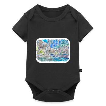 Sorrente Italie Aquarelle Esquisse Dessinée Peinture - Body à manches courtes Premium Bébé - noir - Devant