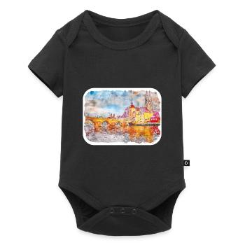 Allemagne Aquarelle Esquisse Dessinée à la main Illustration - Body à manches courtes Premium Bébé - noir - Devant
