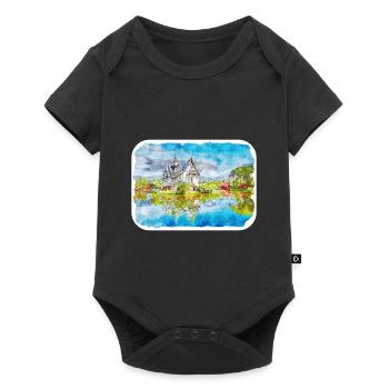 Thaïlande Aquarelle Esquisse Dessinée à la Main Illustration - Body à manches courtes Premium Bébé - noir - Devant