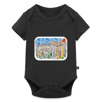 Allemagne Aquarelle Esquisse Dessinée à la main Illustration - Body à manches courtes Premium Bébé - noir - Devant