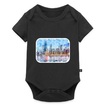 Chicago USA Watercolor Sketch Drawn Illustration - Baby Premium short-sleeve bodysuit - black - Front