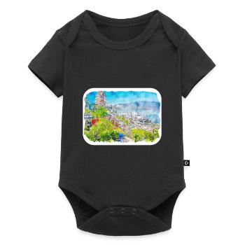 Québec Canada Aquarelle Dessin Dessin Illustration - Body à manches courtes Premium Bébé - noir - Devant