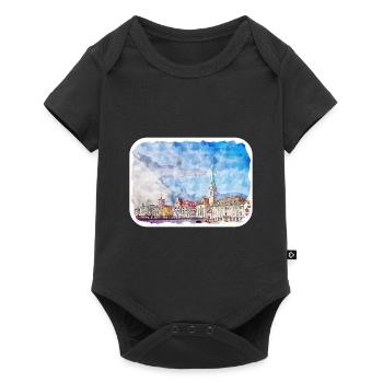 Zurich Suisse Aquarelle Esquisse Dessinée Paintin - Body à manches courtes Premium Bébé - noir - Devant