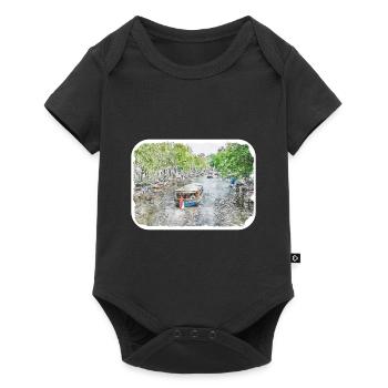 Amsterdam Netherlands Watercolor Sketch Drawing - Baby Premium short-sleeve bodysuit - black - Front