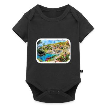 Kroatien Aquarellskizze Handgezeichnete Illustration - Baby Premium Kurzarmbody - Schwarz - Vorne