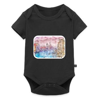 Venise Italie Aquarelle Esquisse Illustration - Body à manches courtes Premium Bébé - noir - Devant