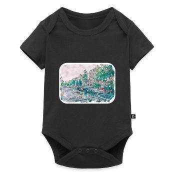 Amsterdam Netherlands Watercolor Sketch Drawn Pain - Baby Premium short-sleeve bodysuit - black - Front