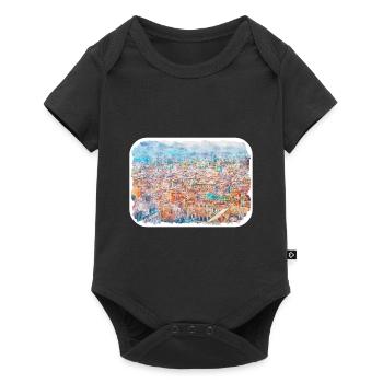 Bologna Italy Watercolor Sketch Illustration - Baby Premium short-sleeve bodysuit - black - Front