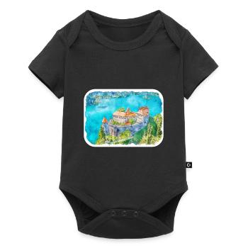 Illustration de l’esquisse à l’aquarelle de Slovénie - Body à manches courtes Premium Bébé - noir - Devant