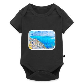 Griechenland Aquarellskizze Handgezeichnete Illustration - Baby Premium Kurzarmbody - Schwarz - Vorne