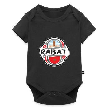 Rabat Maroc Drapeau Badge Voyage Souvenir Timbre - Body à manches courtes Premium Bébé - noir - Devant
