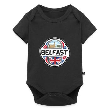 Belfast Royaume-Uni Royaume-Uni Drapeau Souvenir de voyage Bad - Body à manches courtes Premium Bébé - noir - Devant