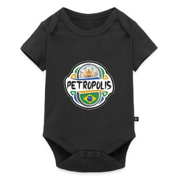 Petropolis Brésil Drapeau Insigne Voyage Souvenir Timbre - Body à manches courtes Premium Bébé - noir - Devant