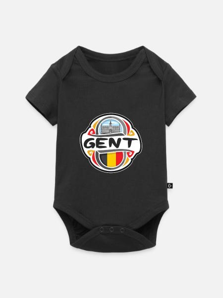 Gent Belgien Flagge Abzeichen Reise Souvenir Stempel - Baby Premium Kurzarmbody - Schwarz