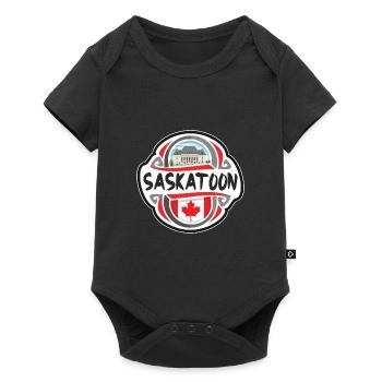 Saskatoon Canada Flag Badge Travel Souvenir Stamp - Baby Premium short-sleeve bodysuit - black - Front