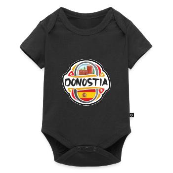 Donostia Espagne Drapeau Badge Voyage Souvenir Timbre - Body à manches courtes Premium Bébé - noir - Devant