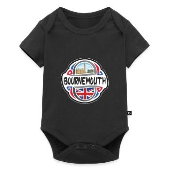 Bournemouth Royaume-Uni Drapeau du Royaume-Uni Souvenir de voyage - Body à manches courtes Premium Bébé - noir - Devant