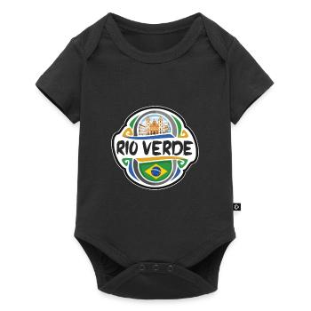 Rio Verde Brésil Drapeau Badge Voyage Souvenir Timbre - Body à manches courtes Premium Bébé - noir - Devant