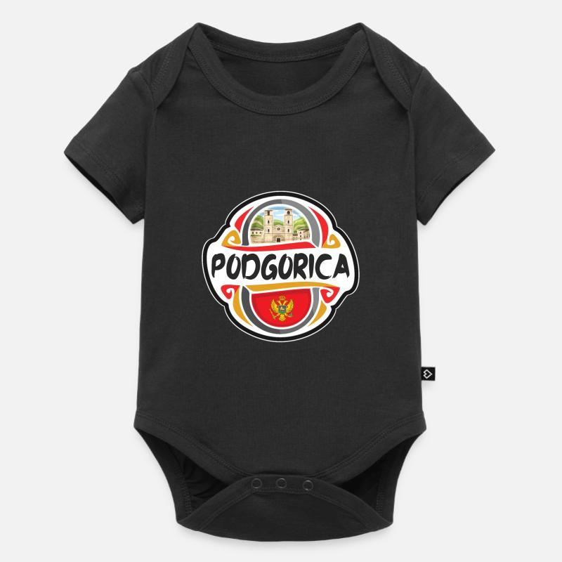 Podgorica Monténégro Drapeau Voyage Souvenir Badge St - Body à manches courtes Premium Bébé - noir