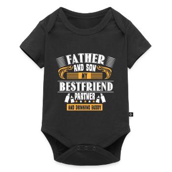 Cadeau de famille père et fils nouveau-né - Body à manches courtes Premium Bébé - noir - Devant