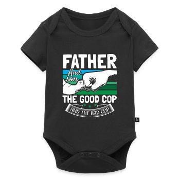 Vater Sohn Eltern Familie - Baby Premium Kurzarmbody - Schwarz - Vorne