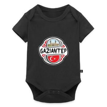 Gaziantep Turquie Drapeau Badge Voyage Souvenir Timbre - Body à manches courtes Premium Bébé - noir - Devant