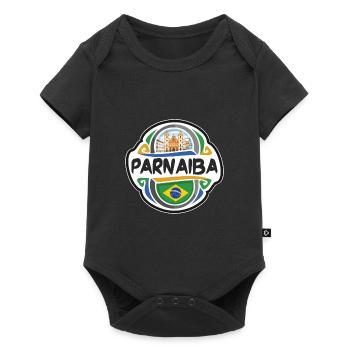 Parnaiba Brésil Drapeau Badge Voyage Souvenir Timbre - Body à manches courtes Premium Bébé - noir - Devant