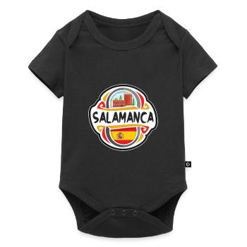 Salamanque Espagne Drapeau Badge Voyage Souvenir Timbre - Body à manches courtes Premium Bébé - noir - Devant