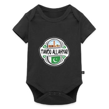 Tando Allahyar Pakistan Drapeau Voyage Souvenir Badge - Body à manches courtes Premium Bébé - noir - Devant