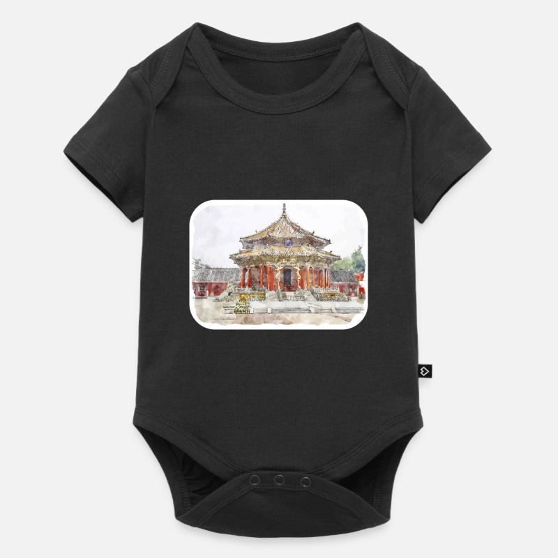 Esquisse d’aquarelle de Chine Illustration dessinée à la main - Body à manches courtes Premium Bébé - noir