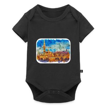 Budapest Hongrie Aquarelle Sketch Illustration - Body à manches courtes Premium Bébé - noir - Devant