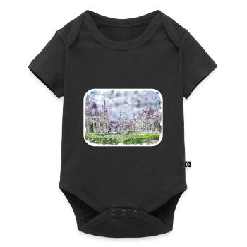 Pologne Repère Aquarelle Esquisse Dessin de peinture - Body à manches courtes Premium Bébé - noir - Devant