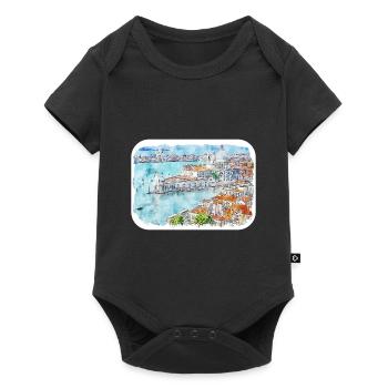 Venise Italie Aquarelle Esquisse Illustration - Body à manches courtes Premium Bébé - noir - Devant