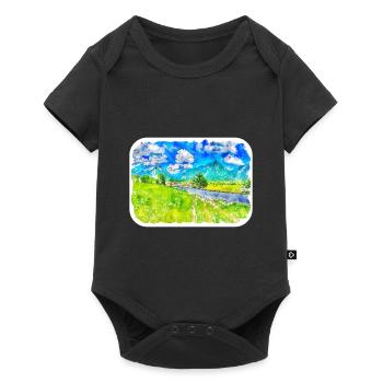 Illustration de l’esquisse à l’aquarelle de Slovénie - Body à manches courtes Premium Bébé - noir - Devant