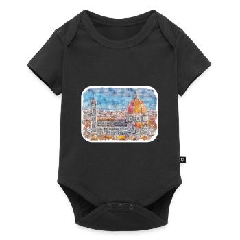 Florence Italie Aquarelle Esquisse Peinture Dessinée - Body à manches courtes Premium Bébé - noir - Devant