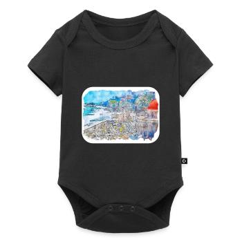 Quito Équateur Aquarelle Dessin Illustration - Body à manches courtes Premium Bébé - noir - Devant