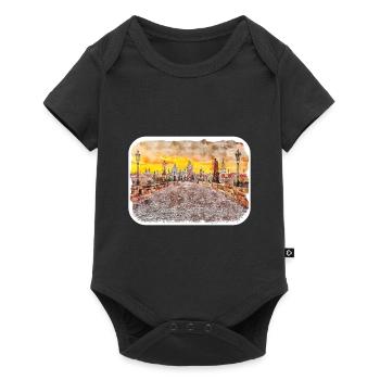 Prague Czechia Watercolor Sketch - Baby Premium short-sleeve bodysuit - black - Front