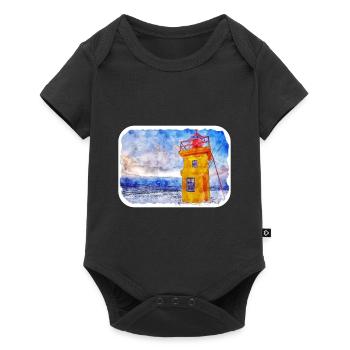 Islande croquis à l’aquarelle dessin à la main illustration - Body à manches courtes Premium Bébé - noir - Devant