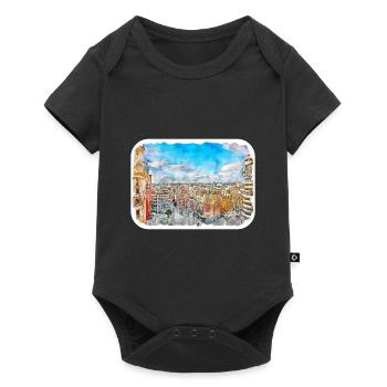Madrid Espagne Aquarelle Esquisse Peinture Dessin - Body à manches courtes Premium Bébé - noir - Devant