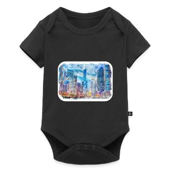 Chicago USA Watercolor Sketch Drawn Illustration - Baby Premium short-sleeve bodysuit - black - Front