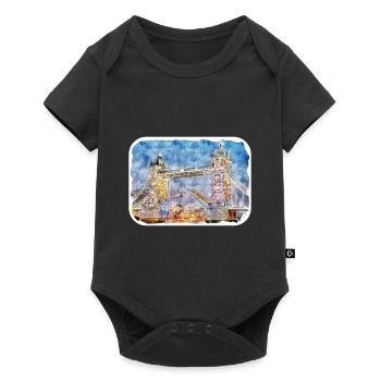 Uk Landmark Watercolor Sketch Painting Illustratio - Baby Premium short-sleeve bodysuit - black - Front