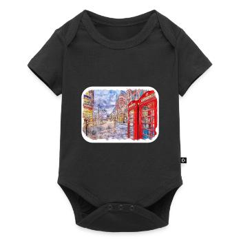 Londres UK Aquarelle Esquisse Dessinée à la Main Peinture - Body à manches courtes Premium Bébé - noir - Devant