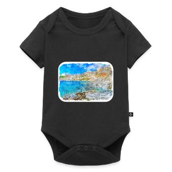Esquisse d’aquarelle de la côte européenne Dessinée Illustratio - Body à manches courtes Premium Bébé - noir - Devant