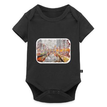 Pays-Bas Aquarelle Esquisse Dessinée Illustration - Body à manches courtes Premium Bébé - noir - Devant