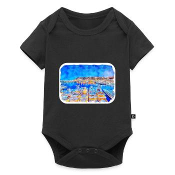 Monaco Landmark Aquarelle Esquisse Dessin de peinture - Body à manches courtes Premium Bébé - noir - Devant