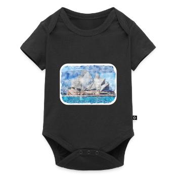 Australie Aquarelle Esquisse Dessinée à la Main Peinture - Body à manches courtes Premium Bébé - noir - Devant