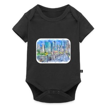Chicago USA Watercolor Sketch Drawn Illustration - Baby Premium short-sleeve bodysuit - black - Front